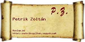 Petrik Zoltán névjegykártya