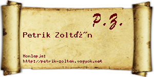 Petrik Zoltán névjegykártya